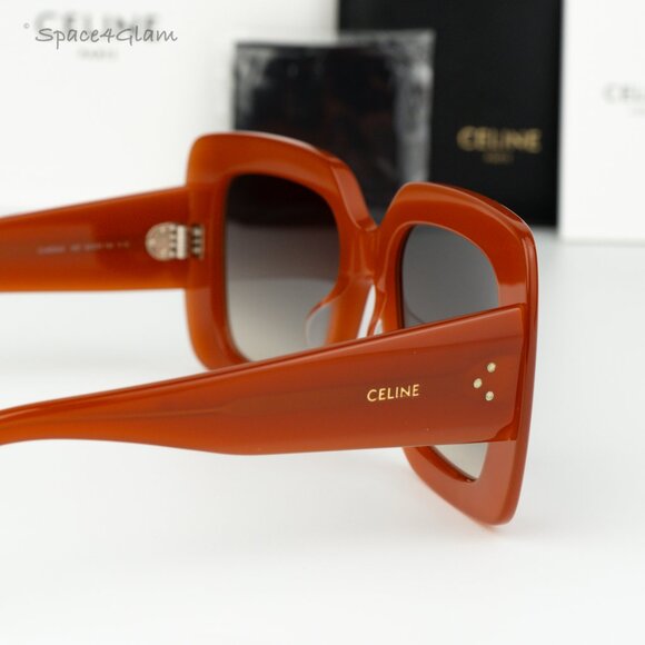 BRAND NEW Celine CL40263I 42F Shiny Orange Gradient Brown Geometric Sunglasses - Picture 5 of 8